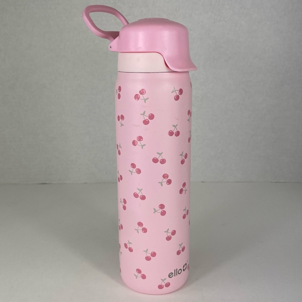 Ello Flip & Fill water bottle 22 oz Cherries BPA-free stainless steel